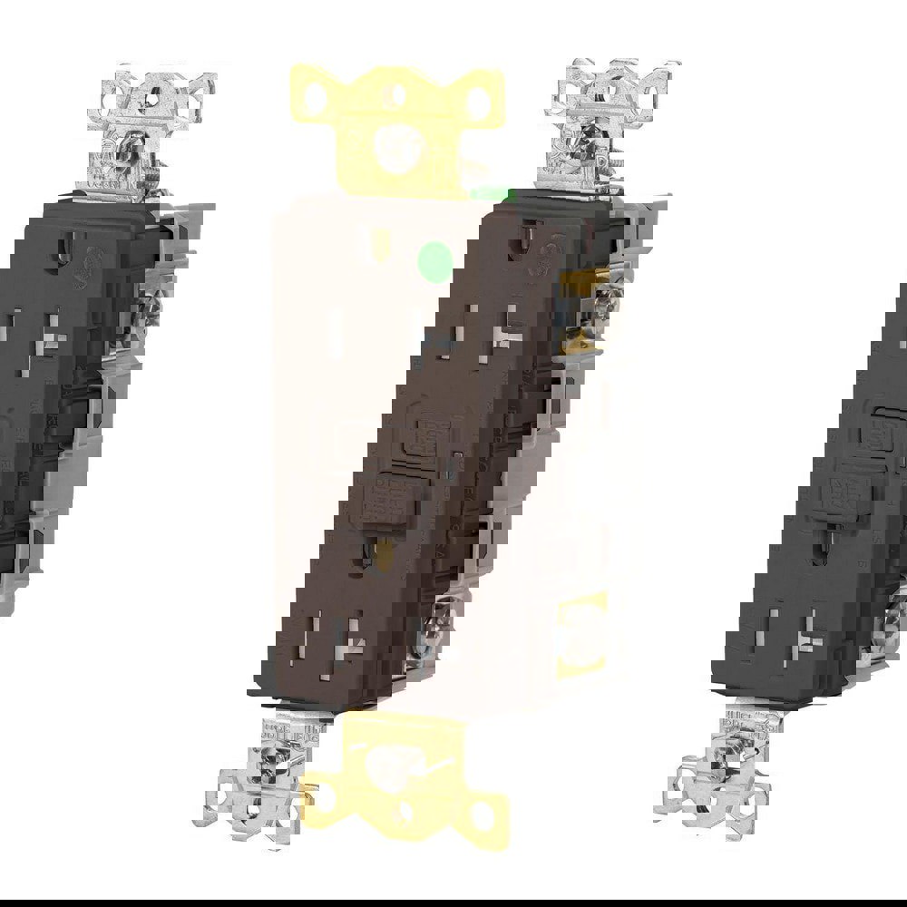 GFCI Receptacles; Grade: Commercial; Hospital ; Receptacle Type: Duplex ; NEMA Configuration: 5-20R ; Amperage: 20 ; Reset Type: Manual ; Wiring Method: Back; Side